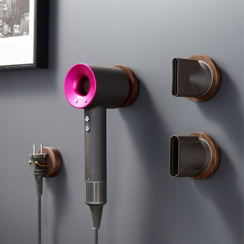 Pour prise sèche-cheveux Dyson, support de rangement mural en noyer, étagère en bois SH0103655-05