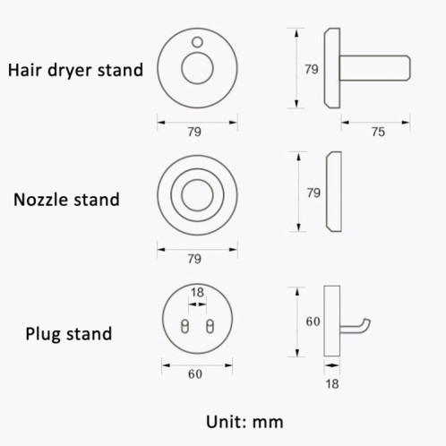 Pour prise sèche-cheveux Dyson, support de rangement mural en noyer, étagère en bois SH0103655-05