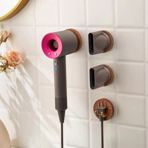 Pour prise sèche-cheveux Dyson, support de rangement mural en noyer, étagère en bois SH0103655-05