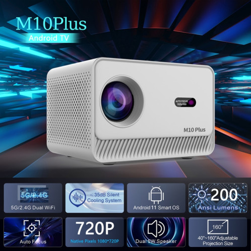 Projecteur M10 Plus 1280x720P, WIFI 2.4G/5G, Bluetooth 5.2, système Android 11, Home cinéma, prise AU SH8902353-07