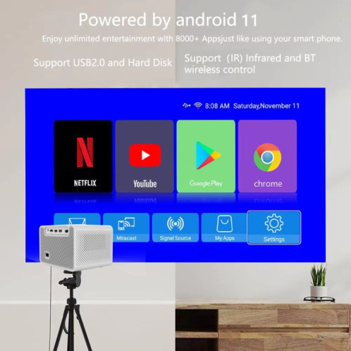 Projecteur M10 Plus 1280x720P, WIFI 2.4G/5G, Bluetooth 5.2, système Android 11, Home cinéma, prise ue SH89041439-07