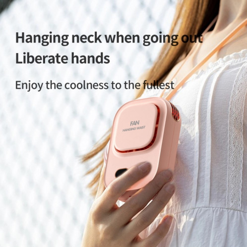 HX-150A affichage numérique extérieur silencieux USB charge sans lame taille ventilateur de cou suspendu (rose) SH401B1853-011