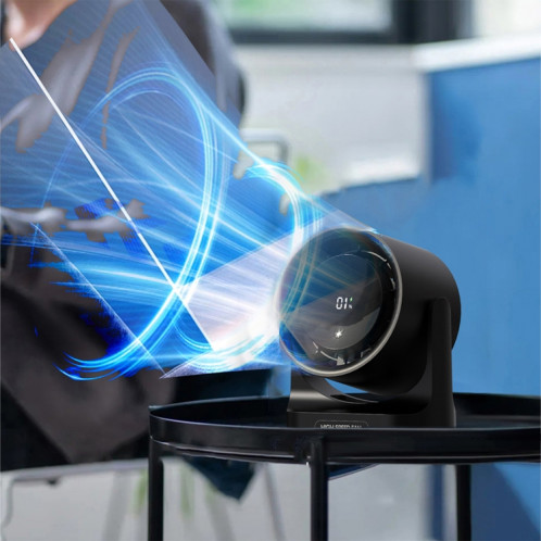 Ventilateur de bureau mural à turbine avec affichage numérique et chargement USB à 100 vitesses HX-F315 (noir) SH601B1821-011