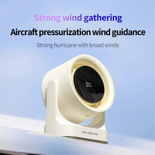 Ventilateur à turbine de bureau mural à affichage numérique, chargement USB à 100 vitesses, HX-F315 (blanc) SH601A1693-011