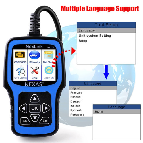 Outil de diagnostic et testeur de batterie universel OBD2 Nexas NL101 avec OBDII SN93781151-012