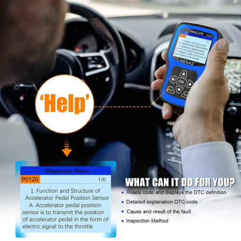 Outil de diagnostic et testeur de batterie universel OBD2 Nexas NL101 avec OBDII SN93781151-012