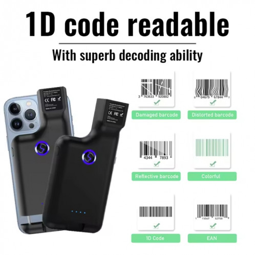 Scanner de codes-barres Bluetooth 1D, lecteur de codes-barres sans fil avec Clip arrière pour téléphone SH94521687-06