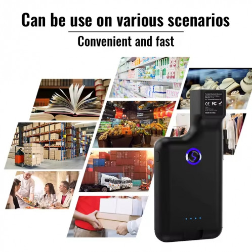 Scanner de codes-barres Bluetooth 1D, lecteur de codes-barres sans fil avec Clip arrière pour téléphone SH94521687-06