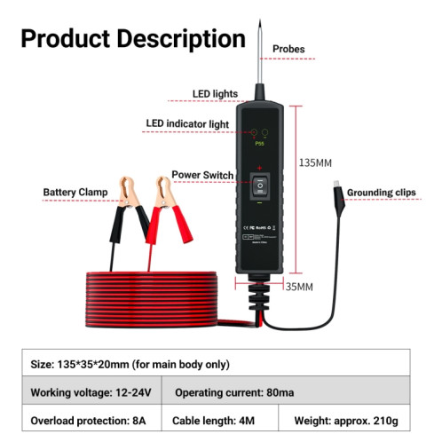 Instrument de diagnostic de positionnement de suivi de court-circuit de système de testeur de circuit électrique automobile (P55) SH601A196-07