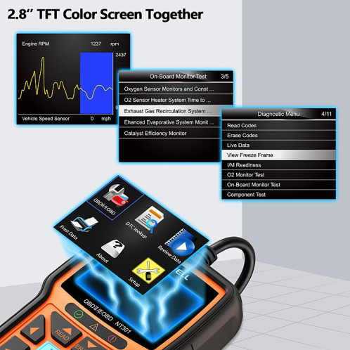 Outil de lecteur de Code de données en direct d'instrument de Diagnostic de défaut de voiture de FOXWELL NT301 OBD2 SF95431794-010