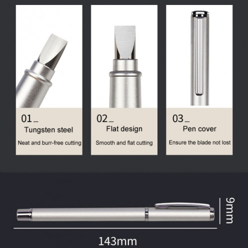 Couteau de coupe de fibres en acier au tungstène, type de stylo, coupe-fibre nue portable, style: lame plate SH55011834-06
