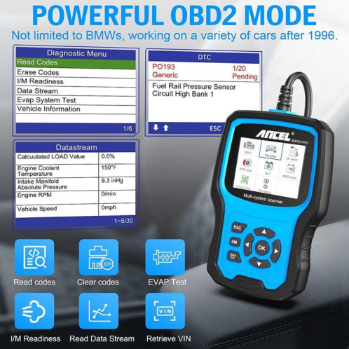 ANCEL BM700 pour BMW système complet de Diagnostic OBDII testeur entretien et réinitialisation outils de réparation SH9608667-013
