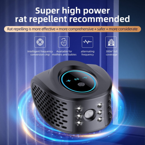 QSQ218 multifonctionnel LED ménage intérieur haute puissance répulsif à ultrasons pour souris prise ue (noir) SH002B492-012