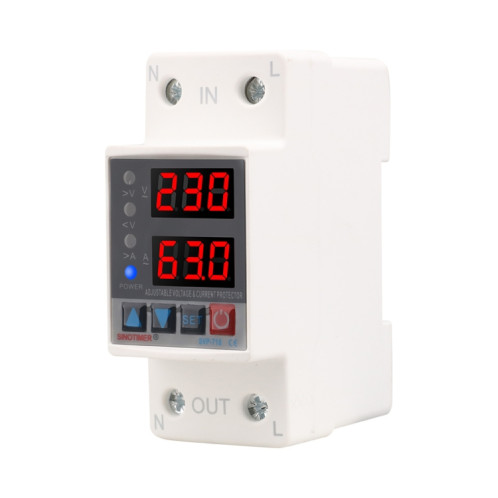 SINOTIMER SVP-718 Protecteur de surtension et de sous-tension intelligent à réinitialisation automatique réglable 63A 220 V AC SS51021699-07