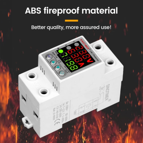 SINOTIMER SVP-719 63A_N Protecteur de surtension et de sous-tension Moniteur de consommation d'électricité Voltmètre de puissance SS57021464-07