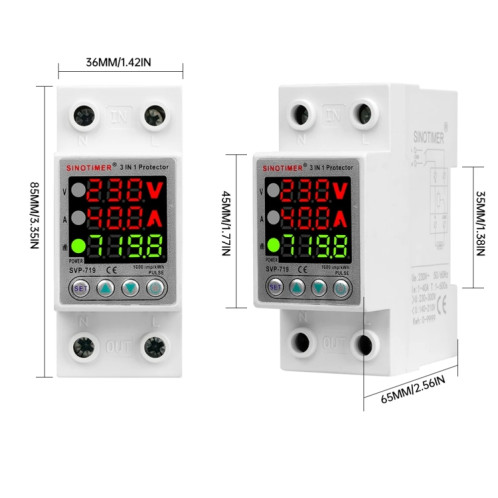 SINOTIMER SVP-719 63A_N Protecteur de surtension et de sous-tension Moniteur de consommation d'électricité Voltmètre de puissance SS57021464-07
