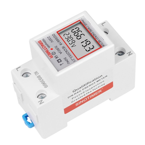 SINOTIMER DDS6619 80A 230V Din Rail compteur d'énergie monophasé tension courant compteur d'énergie sans rétro-éclairage SS58011164-06