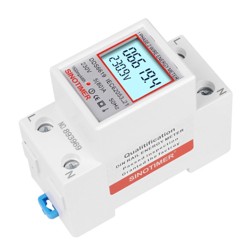 SINOTIMER DDS6619 80A 230V Din Rail monophasé compteur d'énergie tension courant compteur d'énergie avec rétro-éclairage SS58021778-06