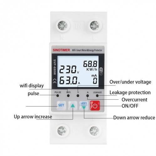 SINOTIMER SVP-688W-L TUYA APP WiFi disjoncteur intelligent protecteur de surtension SS6601152-07