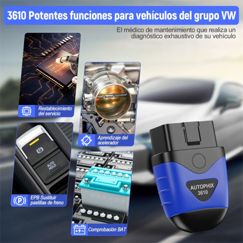 Scanner diagnostique de système complet de voiture de Bluetooth d'AUTOPHIX 3610 pour VW/AUDI/SKODA/SEAT SA96691807-012