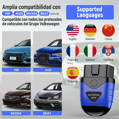 Scanner diagnostique de système complet de voiture de Bluetooth d'AUTOPHIX 3610 pour VW/AUDI/SKODA/SEAT SA96691807-012