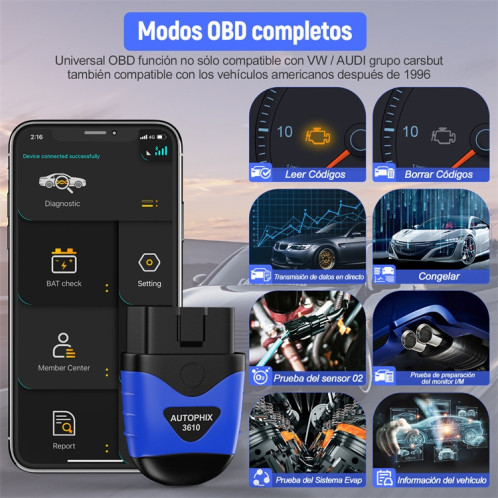 Scanner diagnostique de système complet de voiture de Bluetooth d'AUTOPHIX 3610 pour VW/AUDI/SKODA/SEAT SA96691807-012
