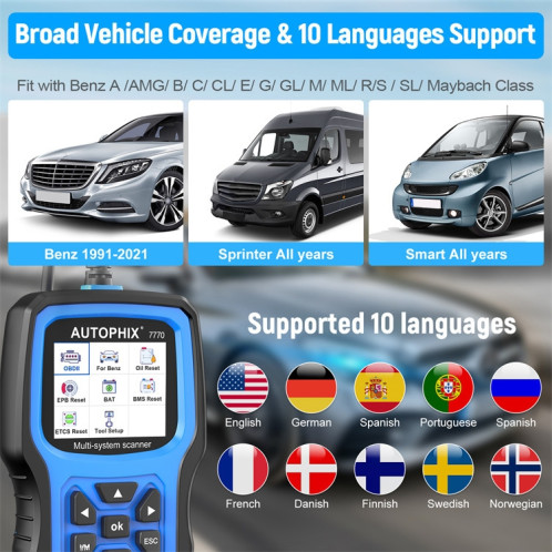 AUTOPHIX 7770 pour Mercedes Benz voiture système complet OBDII outil de Diagnostic testeur de maintenance SA9675672-09