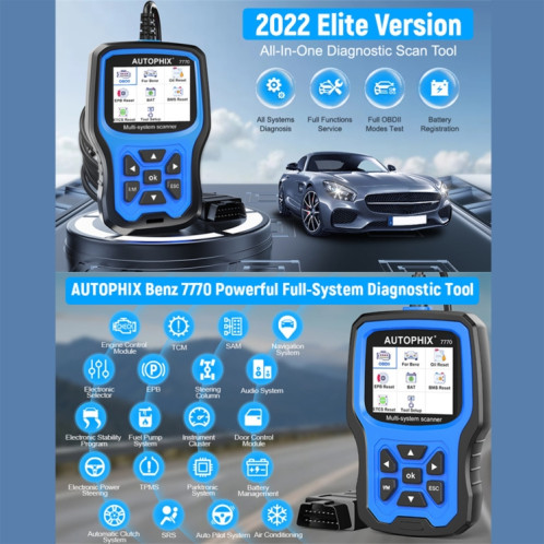 AUTOPHIX 7770 pour Mercedes Benz voiture système complet OBDII outil de Diagnostic testeur de maintenance SA9675672-09