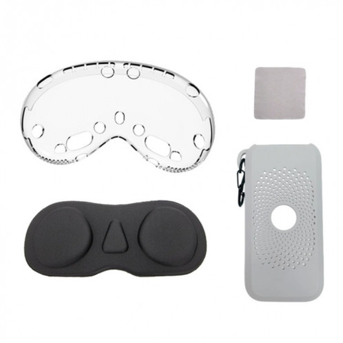 Pour Apple Vision Pro Kit 4 en 1 Couvercle d'objectif Étui de protection de batterie Accessoires, Spécifications : Style B Blanc Gris SH6305360-07