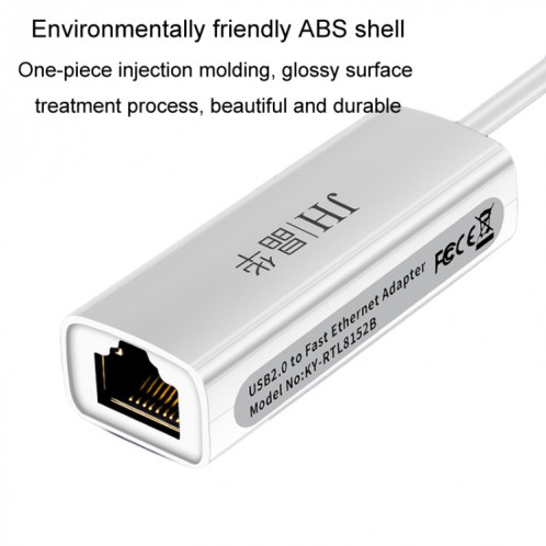 JINGHUA USB2.0 à RJ45 100Mbps carte réseau boîte d'interface réseau ordinateur portable carte réseau pilote gratuit (noir) SJ601B524-08