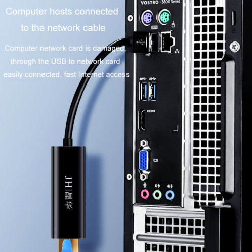 JINGHUA USB2.0 à RJ45 100Mbps carte réseau boîte d'interface réseau ordinateur portable carte réseau pilote gratuit (noir) SJ601B524-08