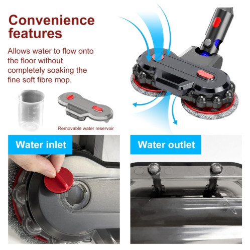 Tête de vadrouille électrique pour aspirateur Dyson V6/DC62, avec réservoir d'eau amovible et 6 tampons de vadrouille SH84021333-09