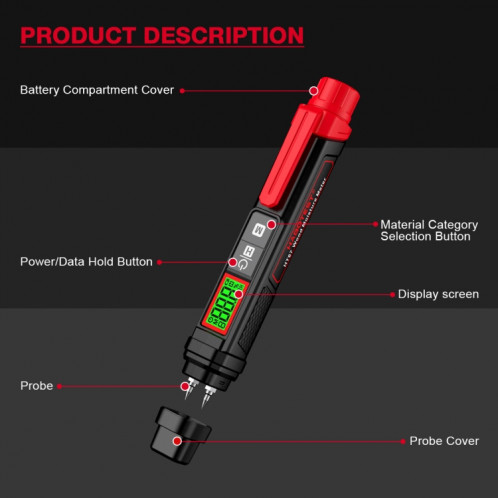 Testeur rapide de teneur en humidité du bois SH9896310-012