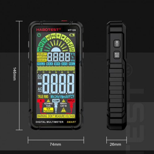 HABOTEST multimètre de courant Intelligent Ultra-clair à affichage numérique à plage automatique SH9910674-012