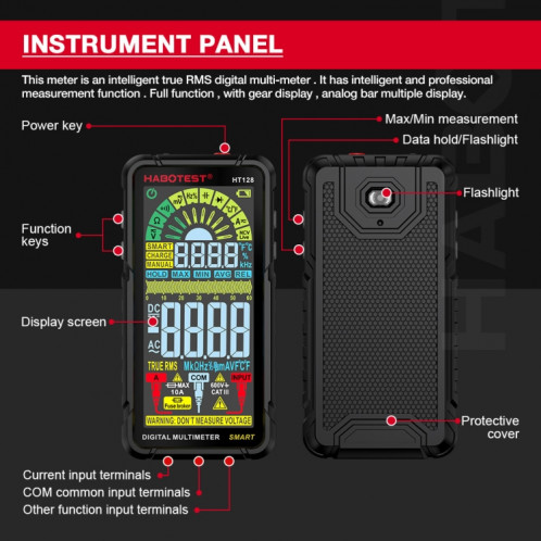 HABOTEST multimètre de courant Intelligent Ultra-clair à affichage numérique à plage automatique SH9910674-012