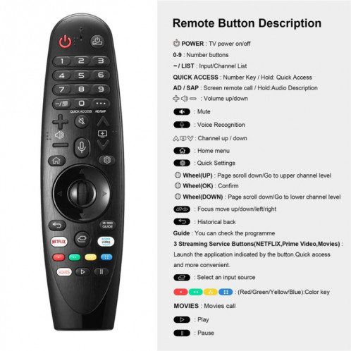 Pour LG TV Bluetooth télécommande multifonction vocale infrarouge portable (AKB75855501) SH001A545-06
