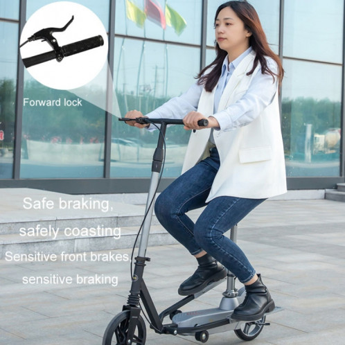 Scooter pliant adulte scooter de mobilité à deux roues vélo à pédales à double aile avec siège (noir) SH201B1543-011