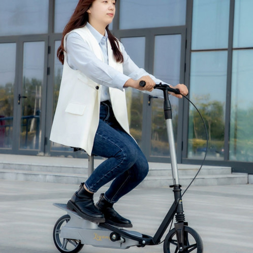 Scooter pliant adulte scooter de mobilité à deux roues vélo à pédales à double aile avec siège (noir) SH201B1543-011