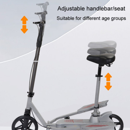 Scooter pliant adulte scooter de mobilité à deux roues vélo à pédales à double aile avec siège (noir) SH201B1543-011