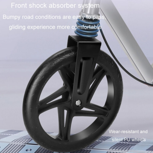 Scooter pliant adulte scooter de mobilité à deux roues vélo à pédales à double aile avec siège (noir) SH201B1543-011