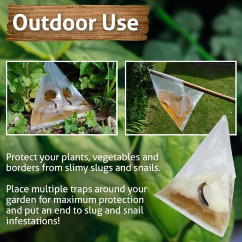 Sac piège à limaces d'escargot, 20 pièces/paquet, piège à légumes de jardin, sac en plastique Transparent SH01121671-06