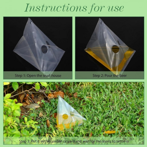 Sac piège à limaces d'escargot, 20 pièces/paquet, piège à légumes de jardin, sac en plastique Transparent SH01121671-06