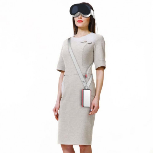 Pour Apple Vision Pro Battery PC Case Holder avec clip de ceinture et bandoulière VR Casque Accessoire (Blanc) SH501B1275-07
