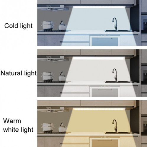 Lampe d'urgence à LED 30 cm avec capteur humain USB tricolore à intensité variable pour armoire SH75031552-012