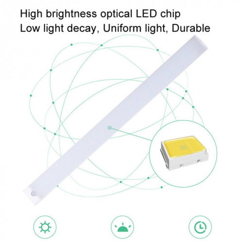 Lampe d'urgence à LED 30 cm avec capteur humain USB tricolore à intensité variable pour armoire SH75031552-012