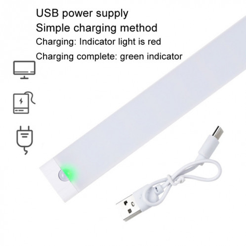 Lampe d'urgence à LED 30 cm avec capteur humain USB tricolore à intensité variable pour armoire SH75031552-012