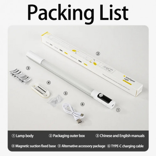 Veilleuse LED rechargeable sous armoire avec détecteur de mouvement et affichage numérique 2000 mAH (noir) SH202B967-014