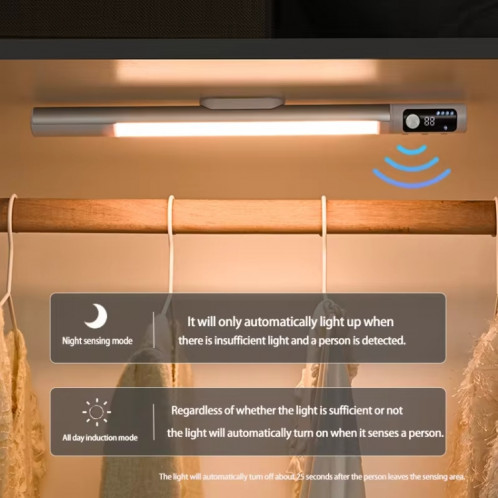 Veilleuse LED rechargeable sous armoire avec détecteur de mouvement et affichage numérique 2000 mAH (noir) SH202B967-014