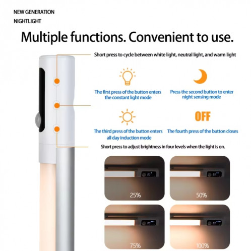 Veilleuse LED rechargeable sous armoire avec détecteur de mouvement et affichage numérique 2000 mAH (noir) SH202B967-014