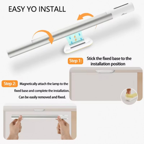 Veilleuse LED rechargeable sous armoire avec détecteur de mouvement et affichage numérique 2000 mAH (argent) SH202A281-014